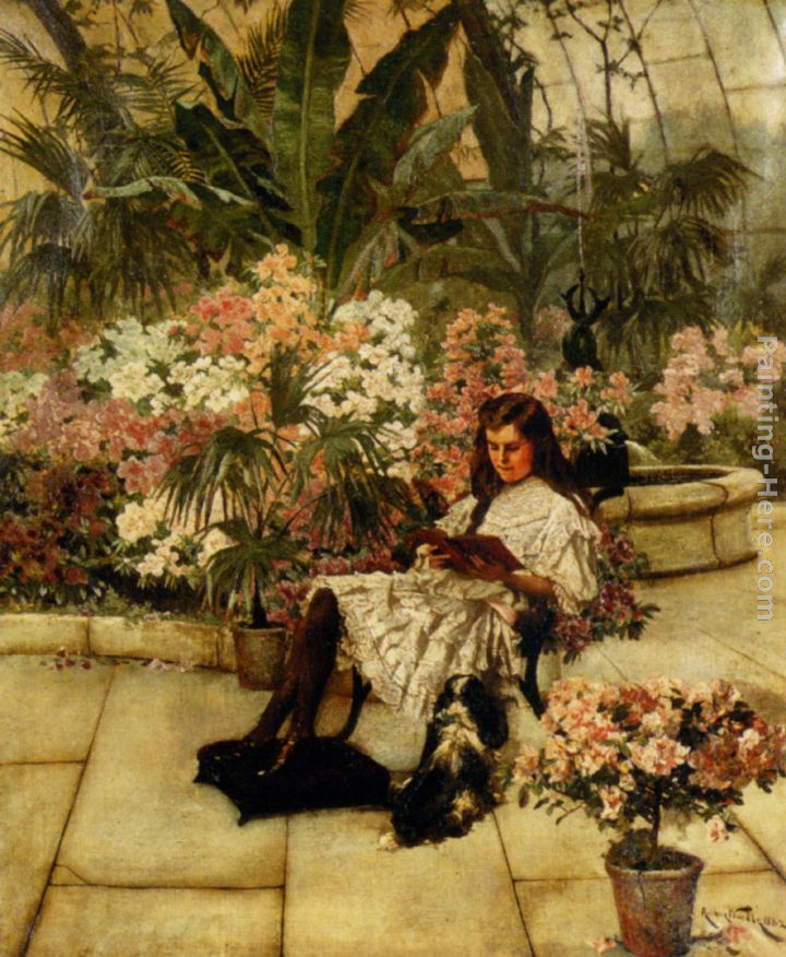 In The Conservatory painting - Arthur Wardle In The Conservatory art painting